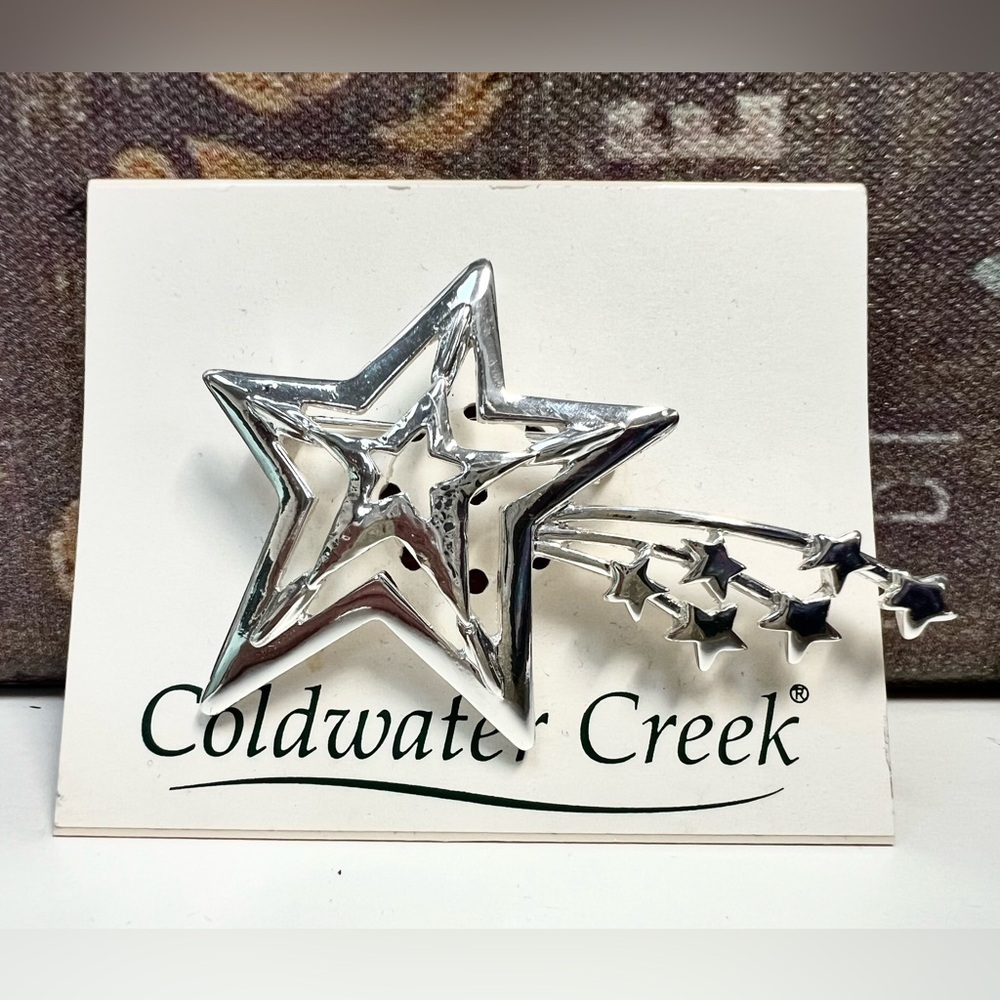Coldwater Creek Silver Shooting Star Pin / Brooch New